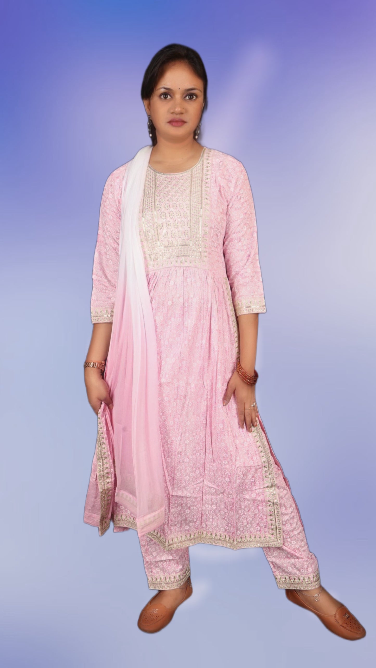 Mitha fashion JUNIFER Naira Cut Suit With Pant & Dupatta Set for Women Heavy Embroidery Work 3/4 Sleeves pure cotton Kurta For Girls Women