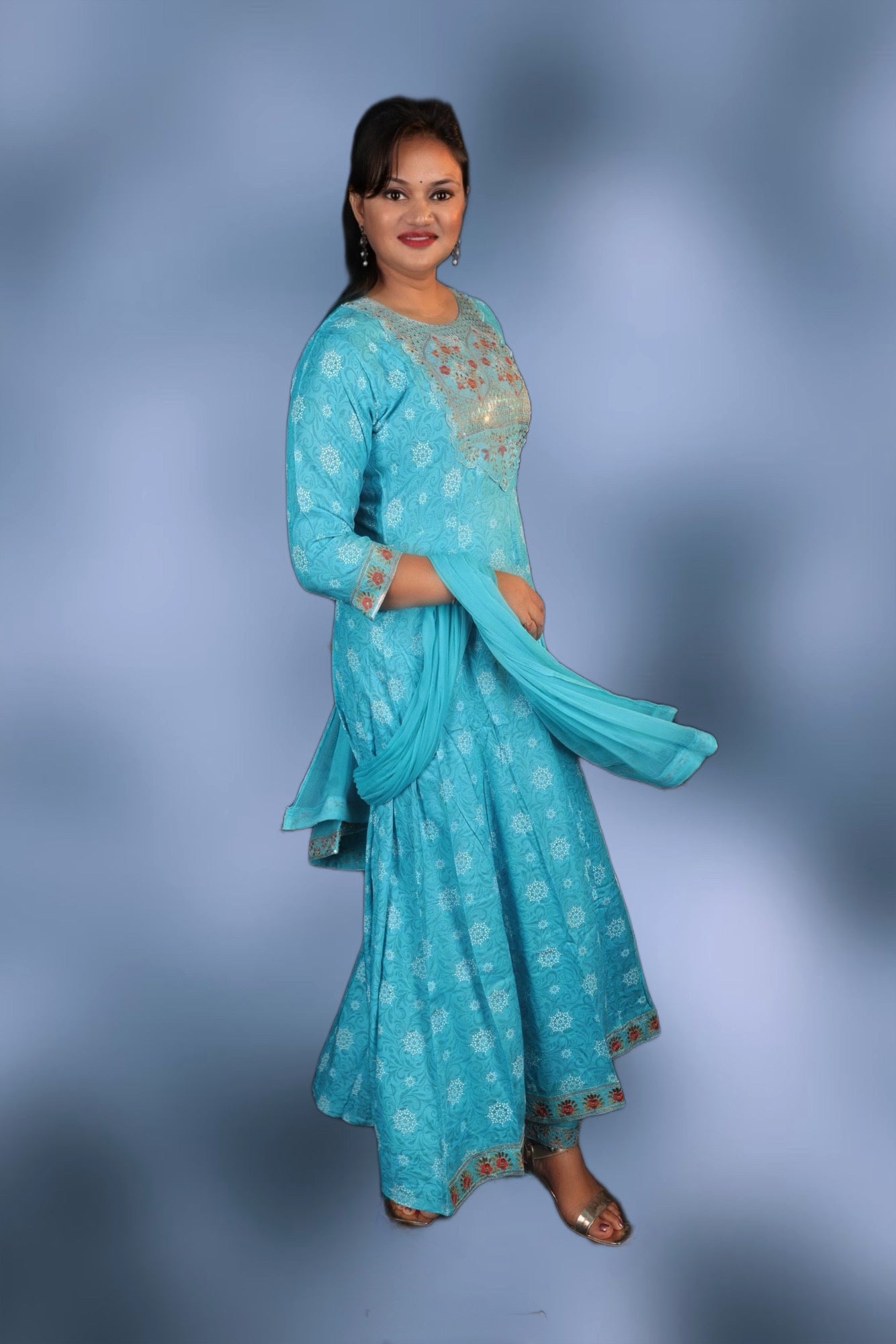 Mitha fashion JUNIFER Naira Cut Suit With Pant & Dupatta Set for Women Heavy Embroidery Work 3/4 Sleeves pure cotton Kurta For Girls Women