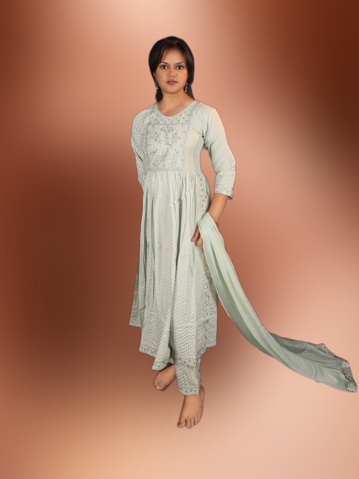 Mitha fashion JUNIFER Naira Cut Suit With Pant & Dupatta Set for Women Heavy Embroidery Work 3/4 Sleeves pure cotton Kurta For Girls Women